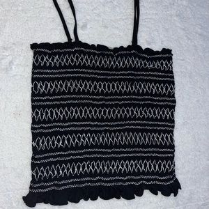 Black and white ribbed tube top